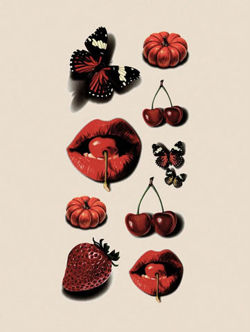 Waterproof Red Lip Food Temporary Tattoo Sticker